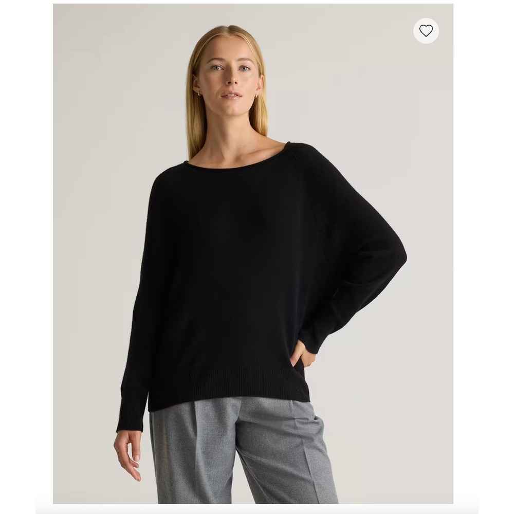 Quince Mongolian Cashmere Boatneck Sweater Womens Large Black